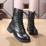 Women Boots British Style Classic Women Motorcycle Boots Punk Bandage Autumn Waterproof Shoes Bota Feminina