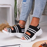 Women Sandals 2021 High Heels Platform Women Shoes Summer Female flats Knitting Slip On Peep Toe casual Women