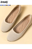 Women's flat Shoes Zapatos De Mujer Autumn Round flat Shoes Loafers Ballerine Femme Knitting Weave Casual Black Ladies