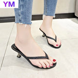 Bohemia Summer Flip-Flops Pumps Thin Heels High Sexy Black Open Toe Women Sandals Simple High-heel Lady Footwear