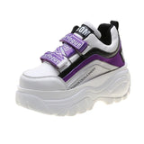 Thick Bottom Chunky Sneakers Women White Black Patchwork High Platform Shoes Woman Casual Autumn Winter Wedges