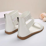 Braid Flat Heels Gladiator Sandals Women Summer Open Toe Non Slip Beach Sandles Woman Comfort Back Zipper Rome