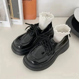 Shoes Ladies Oxfords Women's Clogs Platform Modis British Style Female Footwear Soft 2024 Leather Creepers Cute Cross