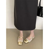 French Small Fragrant Bun Head Half Slippers Woman with Buckle Shoes in Summer Wear Temperament Sandals Half