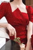 Vintage Summer Women's Dress 2023 One Piece Dress Korean Short Sleeve Elegant Solid Dress Females Evening Party