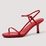 Size 34-43 Women Sandals Real Leather High Heels Summer Shoes For Women Rome Buckle Strap Sandalias Elegant