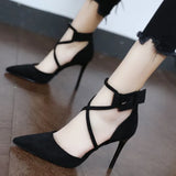 Women's Dress Classy High Heels Women 2023 Spring and Autumn New Pointed Toe Stiletto Sandals Buckle Strap Internet Hot