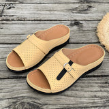 Asia Large-Size Thick Bottom Hollow One-Word Slippers Female Dew Car Sewing Slope And Beach Cool Slippers