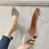 Breakj Summer New Korean Version Of Transparent Water Drill Fine Heel Sandals Crystal Shoes Women's High Heels High