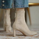 Heel Boots Women's 2021 New Korean Style Autumn and Winter Mid Heel Stretch Thin Boots Pointed Toe Sock Boots