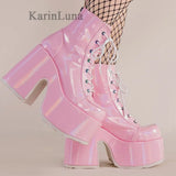 Design Cool Block Great Quality Big Size 43 Gothic Style Platform Woman Boots Fashion Casual Cosy Woman Shoes Ankle