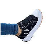 Breakj New Shoes Children's Spring And Autumn Canvas Shoes Breathable High Help Casual Women's Shoes Thick Soles Lace Height