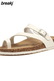 2023 New Women Summer Cork Slippers Casual Slip on Beach Outside Slides Flip Flops