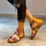 One Belt Sandals Women Summer 2022 Girl Sexy Cotton Fabric Zipper Gradiator Open-Toe Flat Rubber Outsole Shoes Size