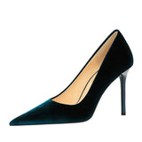 Breakj Fashion Simple Add Thick Suede Banquet High Heels Women Shoes Thin Heel High Heel Shallow Pointed Single