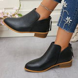 Breakj Head After The Zippered Martin Boots Large Size Leather Boots Solid Color Thin And Thick Leather And Ankle