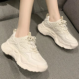 Platform Women's Sneakers Vulcanize Shoes 2022 Autumn New Fashion High Heel Breathable Mesh Women's Dad Casual