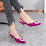 Bride Shoes Comfortable Triangle Heeled Party Wedding Shoes 2023 Brand Women Pumps Luxury Crystal Slingback High