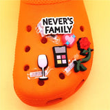 1pcs Loving Family PVC Shoe Charms Accessories Decorations Eye-shadow Rose Wine Designer Croc Jibz Buckle Girls