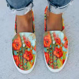 Graffiti Women Flat Shoes Shallow Thick Bottom Casual Canvas Female Footwear Spring Slip On Women's Shoes Plus Size