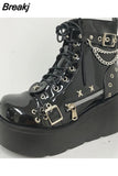 Wedges Women Ankle Boots 2023 Autumn Winter Gothic Street Comfy Fashion Cool Woman Shoes Motorcycle Boots Big Size