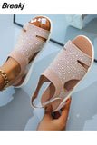 Summer Women Flats Crystal Stretch Orthopedic Sandals Open Toe Beach Shoes Footwear Casual Ladies Sandalias