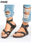 Women Fashion Gladiator Cork Sandals New Casual Beach Non-slip Buckle Strap Sandalias