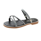 Women Slippers Flat Glitter Slides Fashion Low Pantofle Soft Jelly Luxury Summer 2023 Rubber Rome Crystal Basic