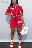 Camouflage Women Two Piece Sets Letter Print Short Sleeve Pockets Baseball Top Shorts Casual Summer Fashion