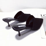 Breakj Spring And Summer New Sharp-Headed Slippers Women's High-Hees And Fashion Flying Woven Outside Wearing Cold