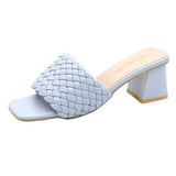 Luxury Slides Women Mules Fetish Pumps Individual Weave Leisure New Thick Heel Office Ladies Prom Slippers Women's