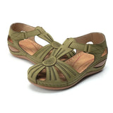 Breakj Summer New Women's Shoes Large-Size Hollow Women's Shoes Car Sewing Slope And Round Head Hollow Laser Sandals