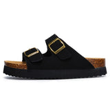 New Summer Women Beach Outside Platform Cork Slippers Med Heel Casual Non-slip Outdoor Sandals