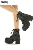 Fashion Angel Wing Ankle Boots High Heels Patent Leather Womens Platform Boots Punk Gothic Sexy Model Shoes