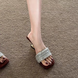 Breakj Beautiful Drag Sandals Women Wear 2025 New Water Drill With Velvet Temperament High-Heeled