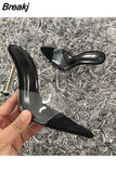 Summer Women Pumps Transparent PVC Slippers Women Pointed Toe Metal Stiletto High Heels Sandals Ladies Mules