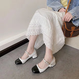 Breakj Retro Mary Jane Leather Shoes Women 2025 Summer New Buckle Single Shoes Coarse Heel High