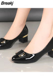 Temperament Ladies Heeled Shoes Office Square Heel Pumps Women's High Heels Dress Plus Size Chunky Heel Shoes for