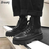 Boots Men 2021 Autumn Winter Elastic High Top Boots Male Punk Style Shoe Men Lace-up Casual Botas Motorcycle Unisex