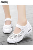 Selling Summer New Style Women's Outdoor Sneakers Comfortable Breathable Hollow Casual Shoes Sports Mesh Womans White