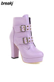 Autumn And Winter new style Rivets Buckle boots Fashion High heels Women's Short boots boots female women