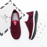Flat Shoes Knit Woman Casual Slip On Vulcanized Shoes Female Mesh Soft Breathable Women's Footwear For Ladies