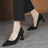 Breakj Temperament Black Large-Size High-Heeled Women 2025 New Etiquette Dress Work Shoes Fashion Pointed Single