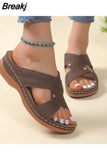 Shoes on Sale 2023 New Basic Women's Slippers Summer Retro Open Toe Wedges Slippers Casual Beach Ladies Shoes