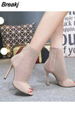 Shoes on Sale 2023 Fashion Women's Boots Summer Slim Ankle Sandals Elegant Stiletto High Heels Peep Toe Knit Sock
