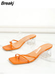 Shoes on Sale 2023 Modern Sandals Summer Hot Sale Open Toe Women's High Heels Slippers Transparent Party Thong