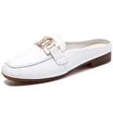 Breakj Metal Buckle Half Slippers Women's Spring New Lazy Women's Shoes Wearing Slippers Net Red Cold Drag Ins Trendy