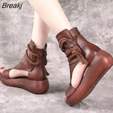 Roman Sandals Women's Summer High Heel Fashion Shoes Women's High Top Wedge Heel Boots Platform Fish Mouthed