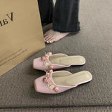 Breakj Scent Sweet Slippers Flowers Wrapped Women's Shoes Soft Sole Half Slippers Fashion Low Heel Cool Slippers Lazy
