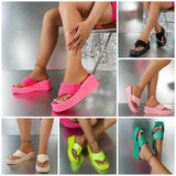 Breakj Slope With Font Slippers Female Women Slippers New Korean Version Of Thick Bottom Clip Toe Slippers